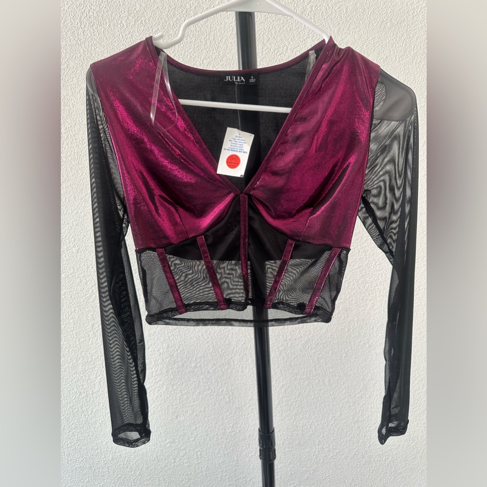 cute pink and black crop top size small